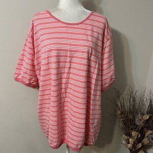 New Roaman's Short Sleeve Top Women Plus Size 1X Multicolor Striped French Terry